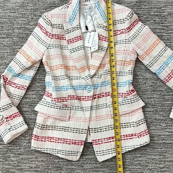 NWT Milly Avery Tweed Striped Blazer Size 2 - Picture 8 of 14